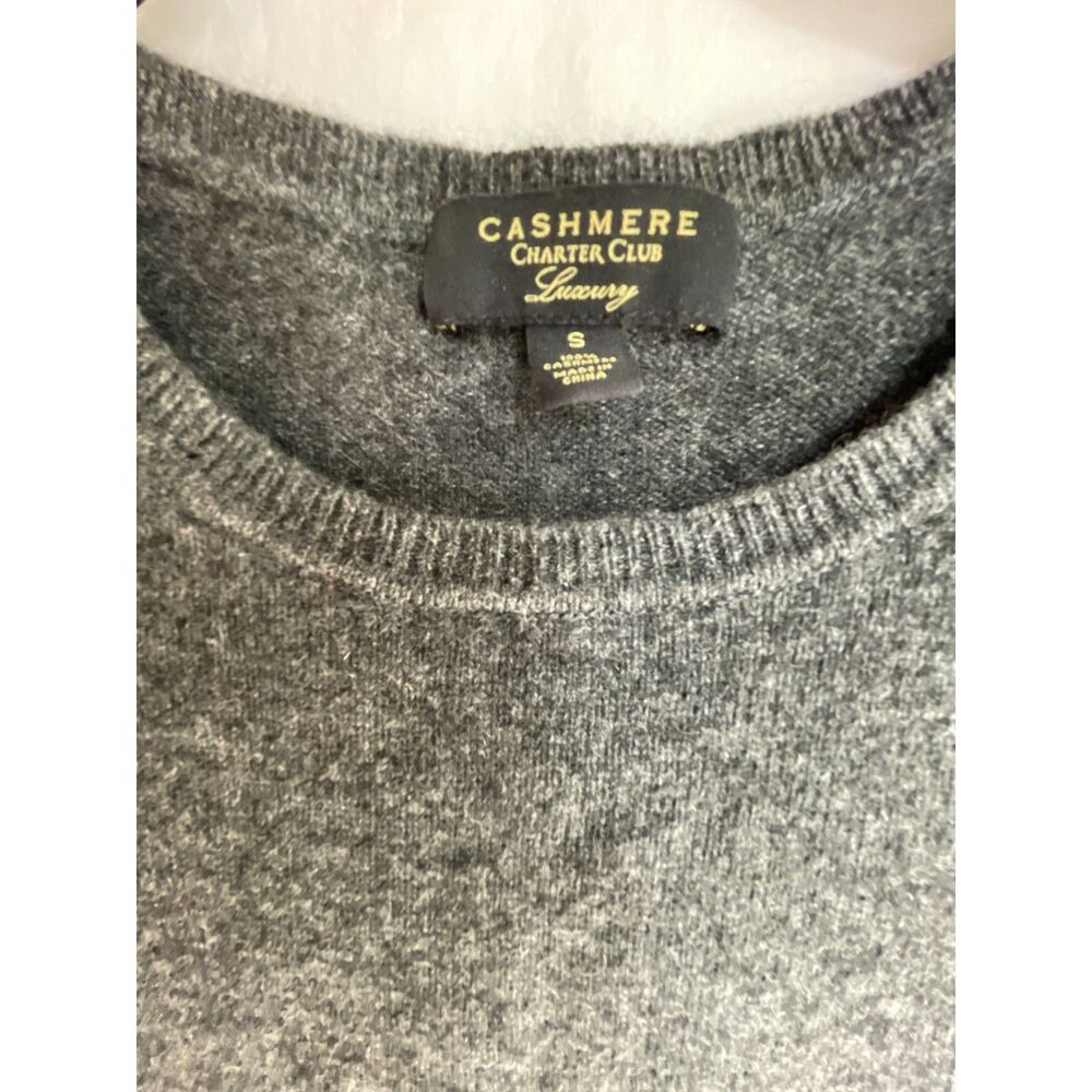 Charter Club Luxury 100% Cashmere Crewneck Sweater Gray - Size S
